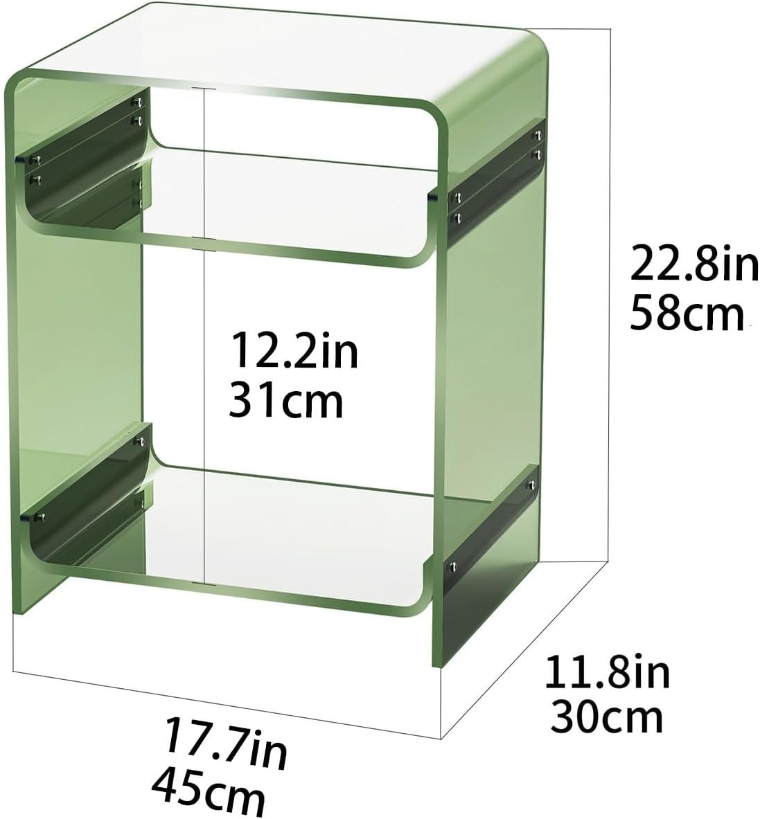 Acryl Bijzettafel Groen (30% Korting) 45x30x58 cm