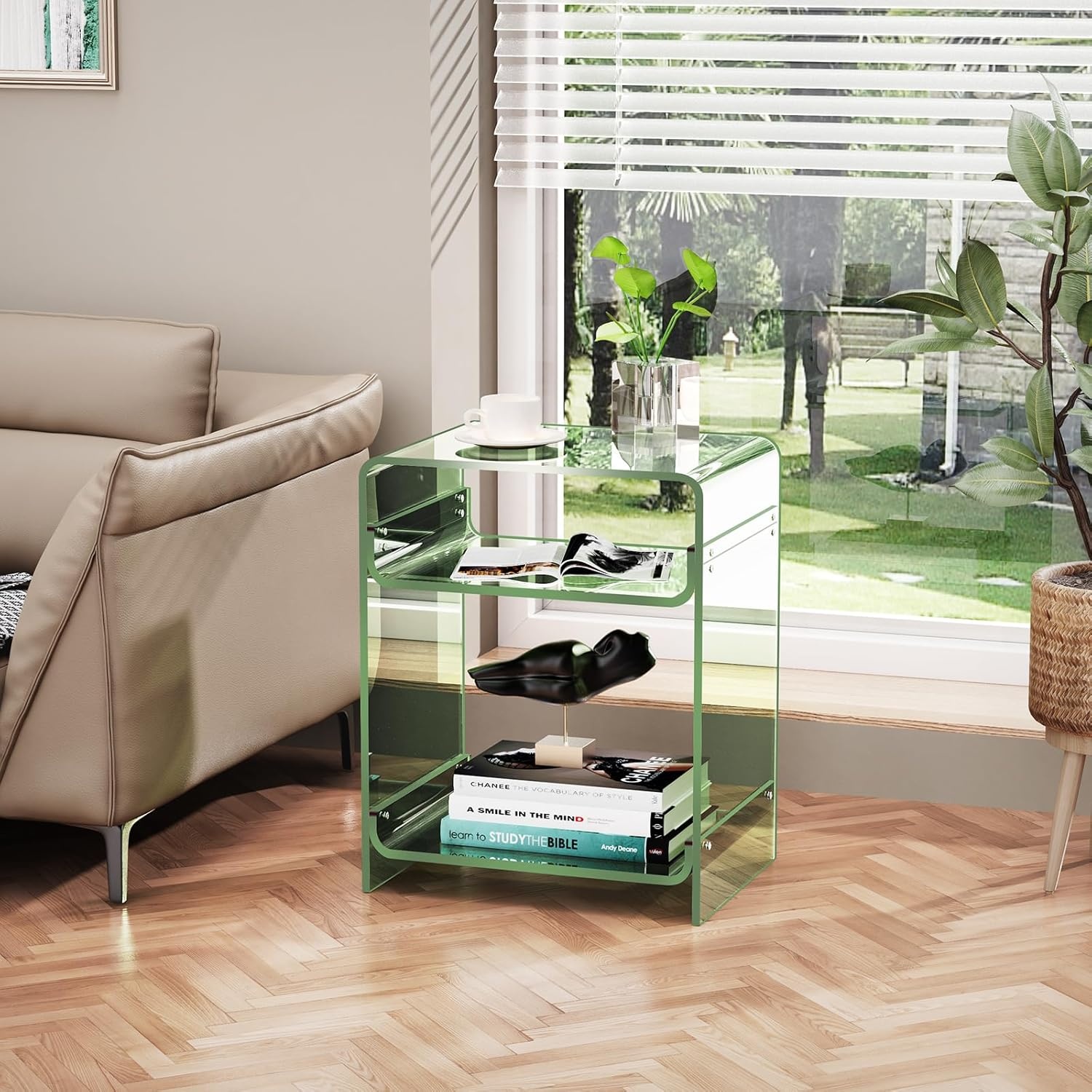 Acryl Bijzettafel Groen (30% Korting) 45x30x58 cm