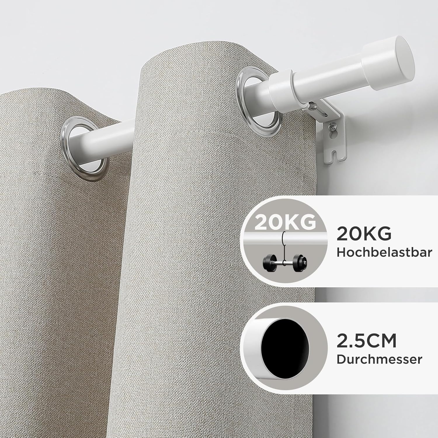 Verstelbare Gordijnroede Wit 76-236 cm (28% Korting)