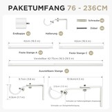 Verstelbare Gordijnroede Wit 76-236 cm (28% Korting)
