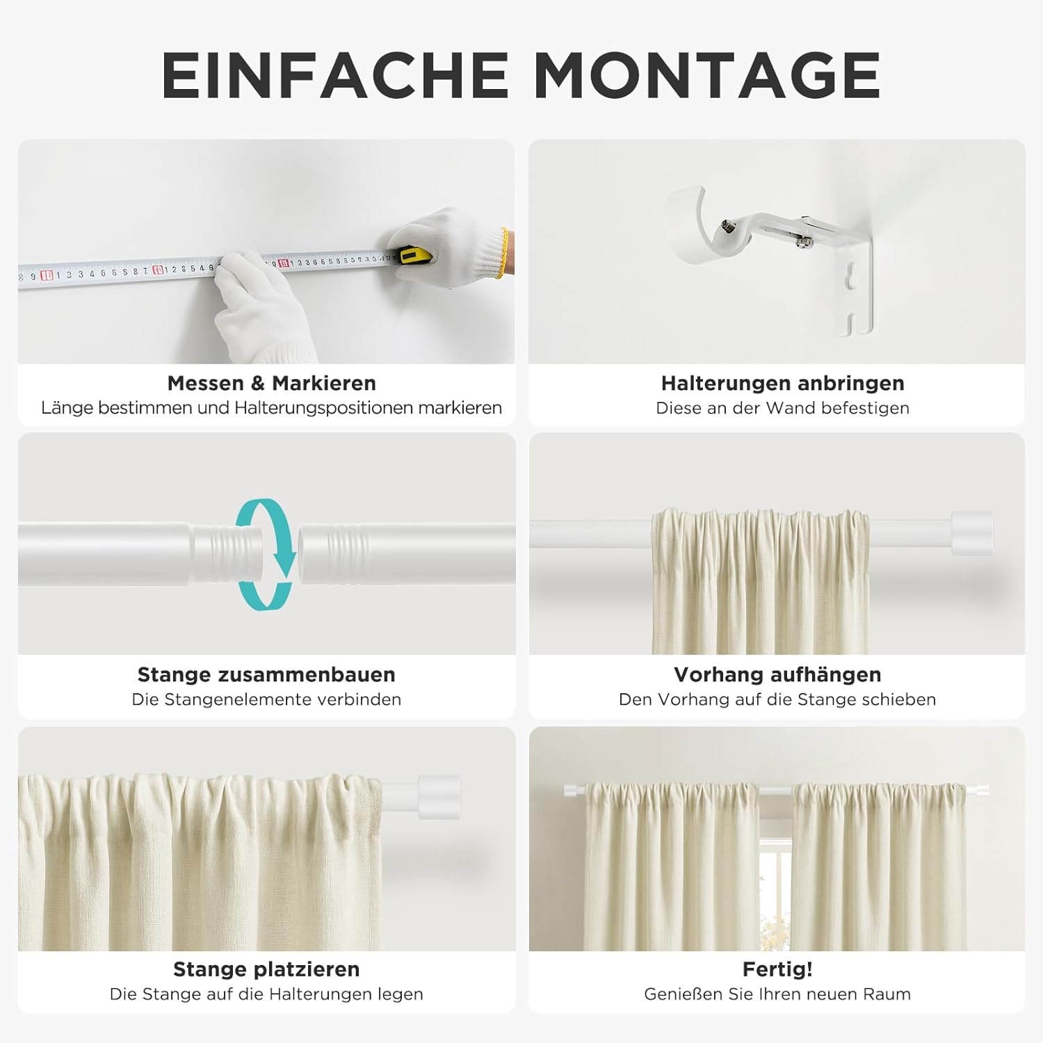 Verstelbare Gordijnroede Wit 76-236 cm (28% Korting)