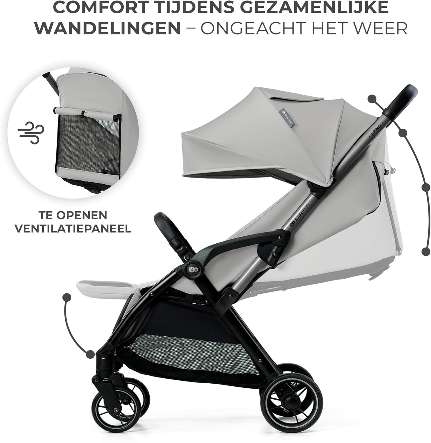 Buggy APINO Inklapbaar - 35% Korting - Grijs