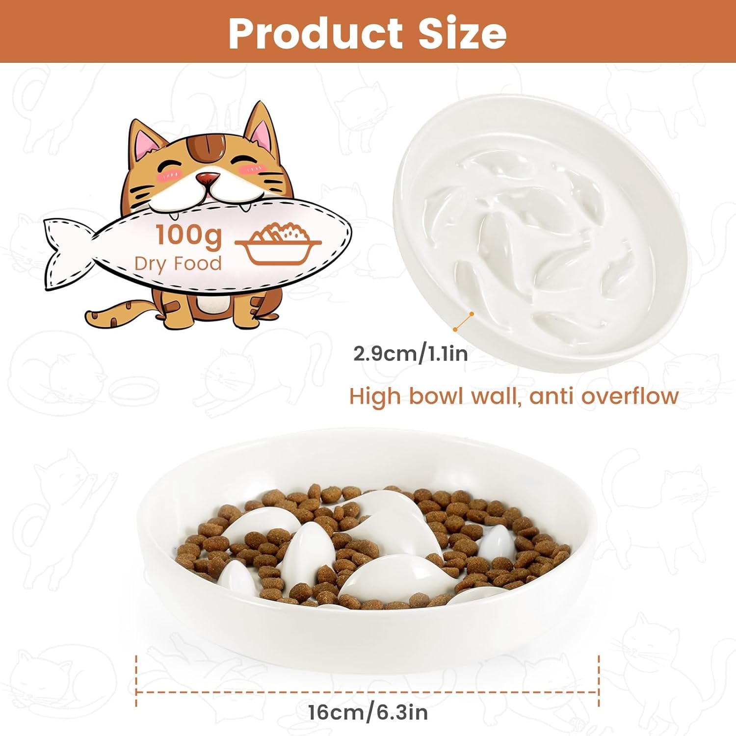 Keramische Slow Feeder Kattenbak met Verhoogde Rand - 27% Korting