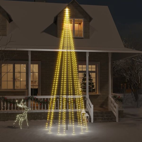 vidaXL Kerstboom Vlaggenmast 732 LED's Warmwit 500 cm - 55% Korting!