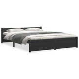 VidaXL Massief Houten Bedframe Zwart 135x190cm - 70% Korting