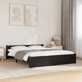 VidaXL Massief Houten Bedframe Zwart 135x190cm - 70% Korting
