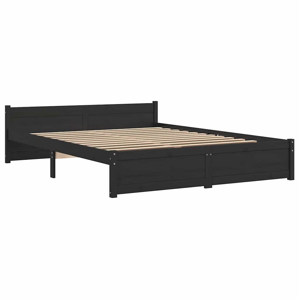 VidaXL Massief Houten Bedframe Zwart 135x190cm - 70% Korting