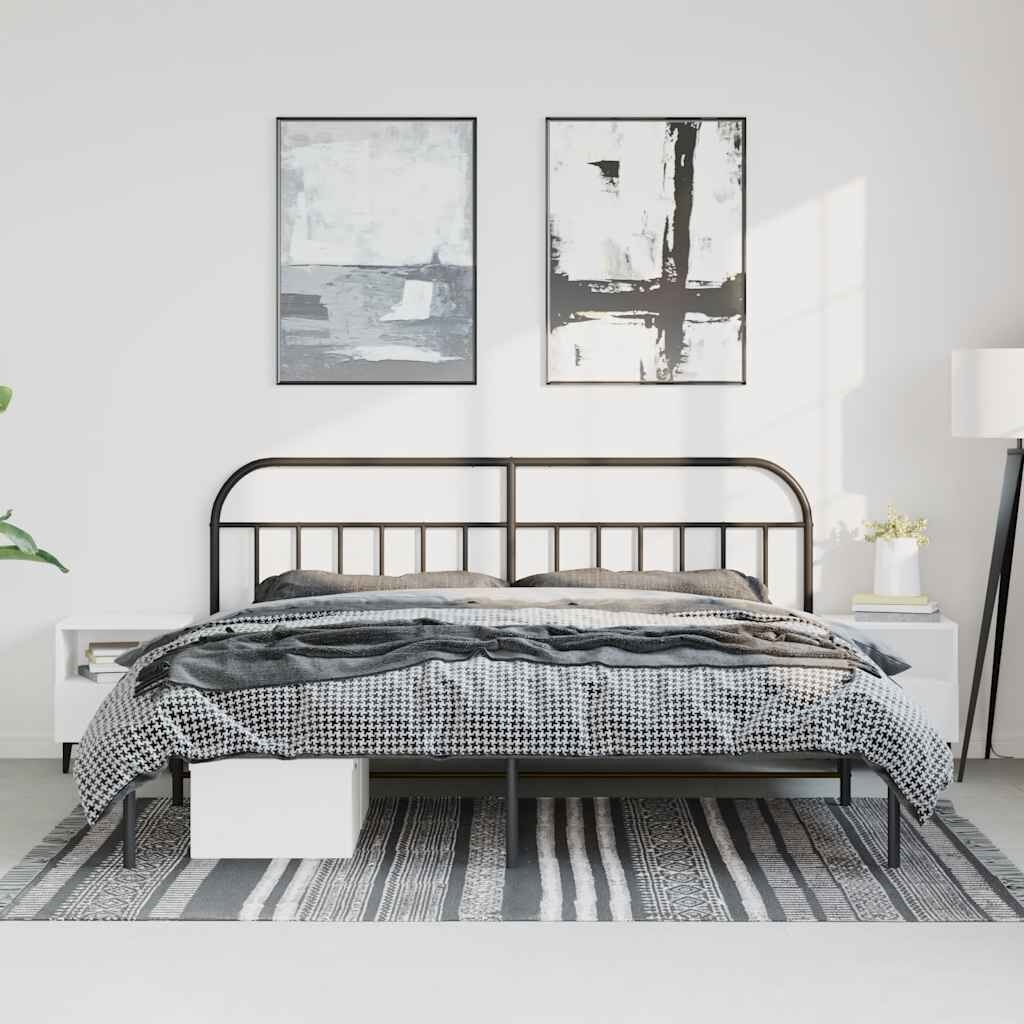 Robuust metalen bedframe met hoofdbord, 193x203 cm - 61% korting!