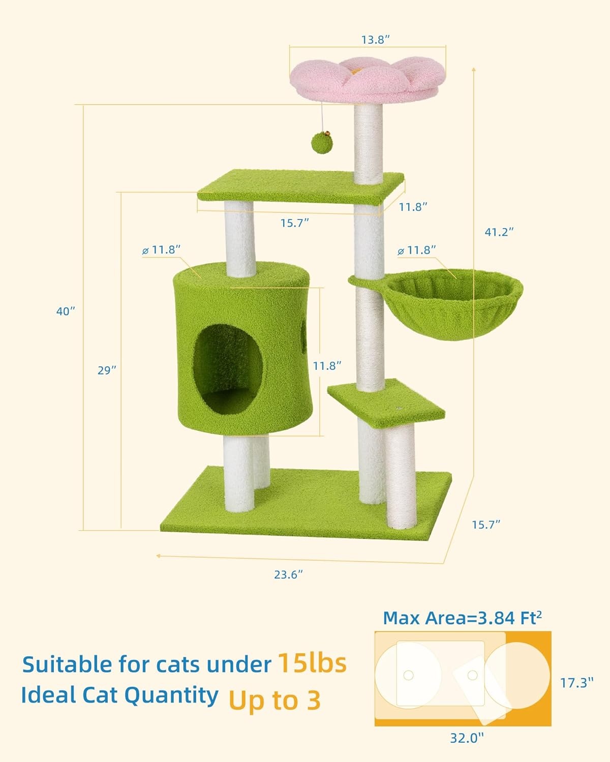 Kattenboom 104cm - Bloemen Design - 35% Korting!