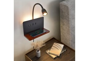 Wandlamp met draadloze lader & USB, 3 kleurtemperaturen, 57% korting