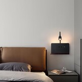 Zwarte Wandlamp met Draadloze Oplader & USB - 3 Kleuren (36% Korting)