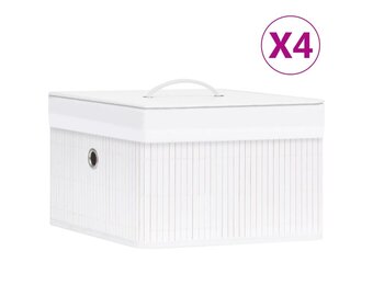 vidaXL Bamboe Opbergboxen (4 stuks) - Wit - 55% Korting!