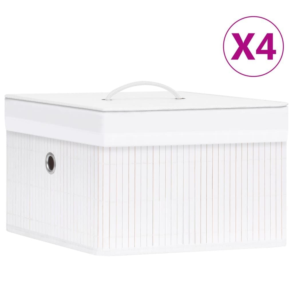 vidaXL Bamboe Opbergboxen (4 stuks) - Wit - 55% Korting!