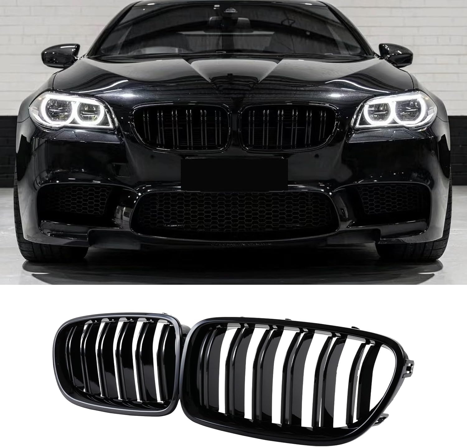 Zwarte Glanzende Dubbele BMW 2 Serie Grille (F22/F23/M2) - 62% Korting!