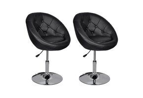 vidaXL Barstoelen Kunstleer Zwart (2 stuks) - 68% Korting