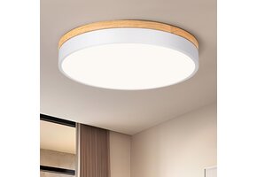 Moderne LED Plafondlamp 52% Korting | Wit Hout & Metaal | 40cm