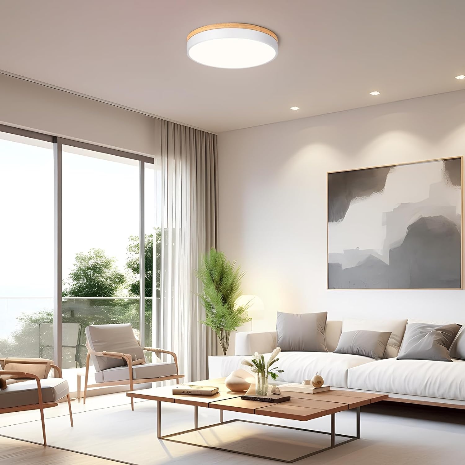 Moderne Plafondlamp Wit Hout LED - 36% Korting!