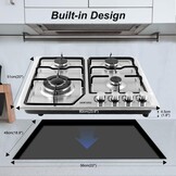 RVS Gaskookplaat 51x60cm met 4 Branders & Dubbele Gasvoorziening - 63% Korting!