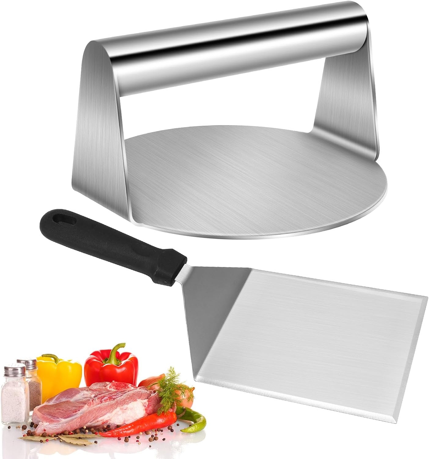 Smash Burger Set 3-delig RVS | 13.8 cm Burgerpers, Spatel & Kwast (56% Korting)