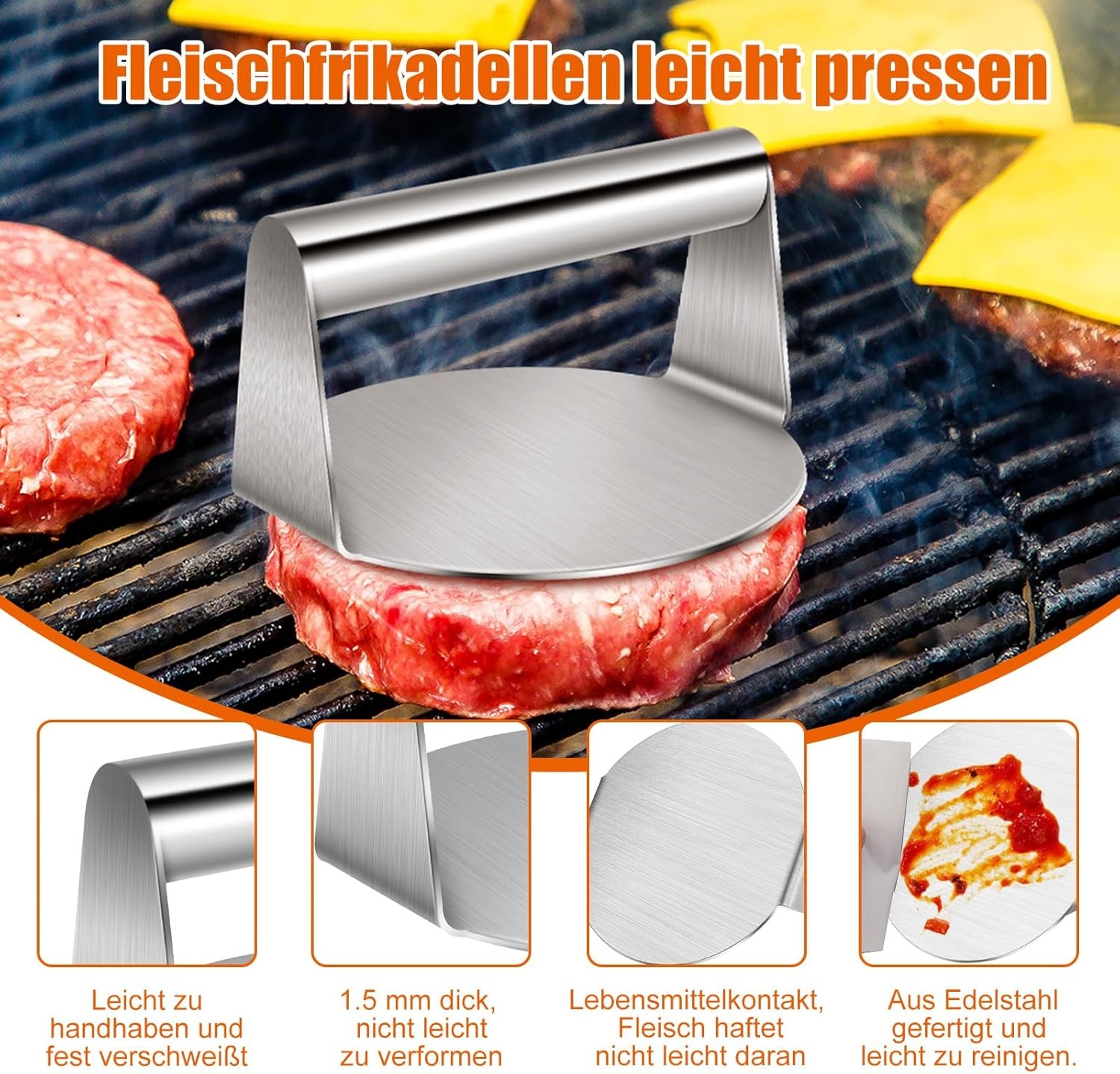 Smash Burger Set RVS met Korting - 3-delig