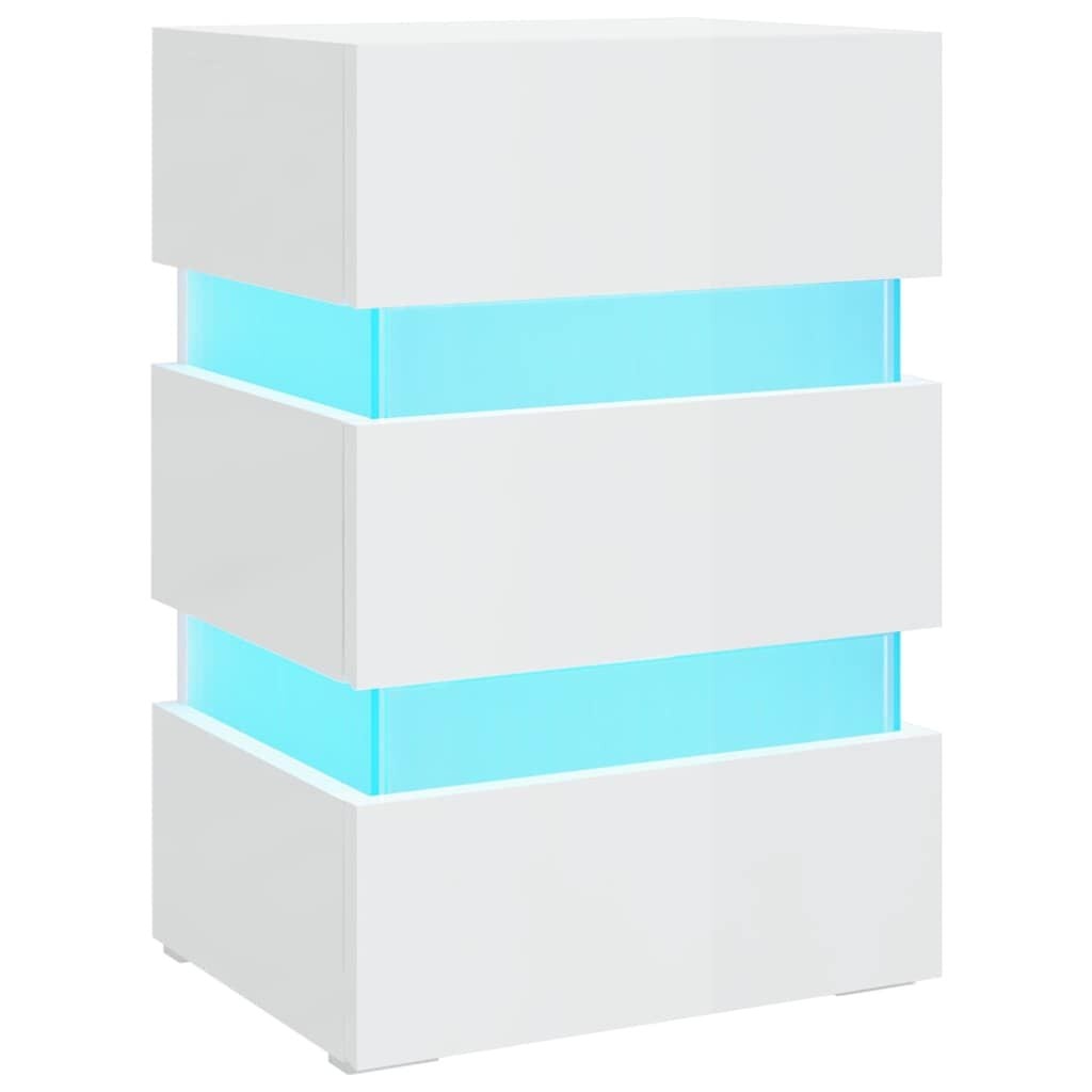 vidaXL Nachtkastje LED Hoogglans Wit - 72% Korting!