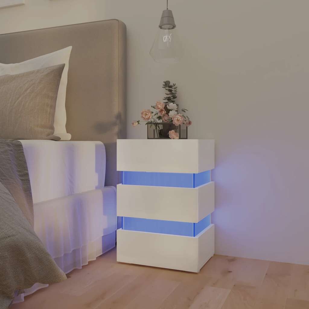 vidaXL Nachtkastje LED Hoogglans Wit - 72% Korting!