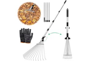 Inklapbare Bladbezem Hark met Telescopische Steel - 53% Korting!