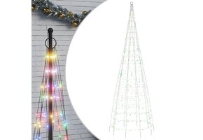 vidaXL LED-kerstboom aan vlaggenmast, 550 LEDs, Kleurrijk, 300 cm | 67% Korting