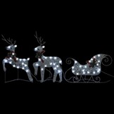 vidaXL Kerstdecoratie Rendieren & Slee - 60 LED - Zilver - 46% Korting!