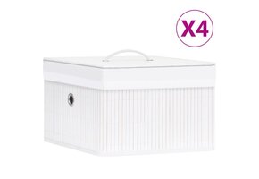 VidaXL Opbergboxen Bamboe & Stof Wit (4 stuks) - 73% Korting!