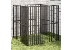 vidaXL Hondenkennel 4 panelen, zwart - 58% Korting!