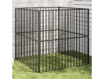 vidaXL Hondenkennel 4 panelen, zwart - 58% Korting!