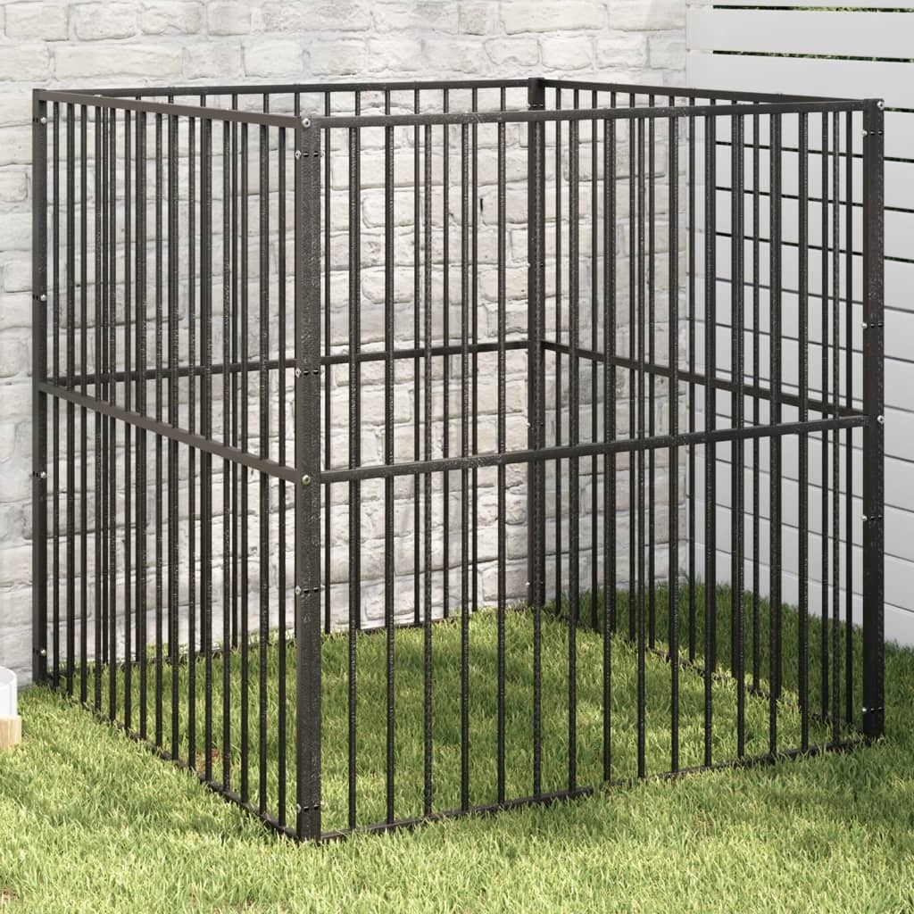 vidaXL Hondenkennel 4 panelen, zwart - 58% Korting!
