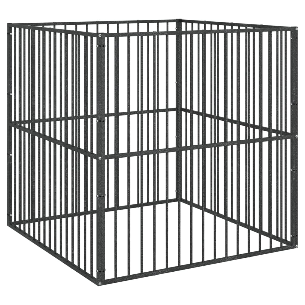 vidaXL Hondenkennel 4 panelen, zwart - 58% Korting!