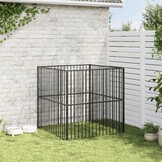 vidaXL Hondenkennel 4 panelen, zwart - 58% Korting!