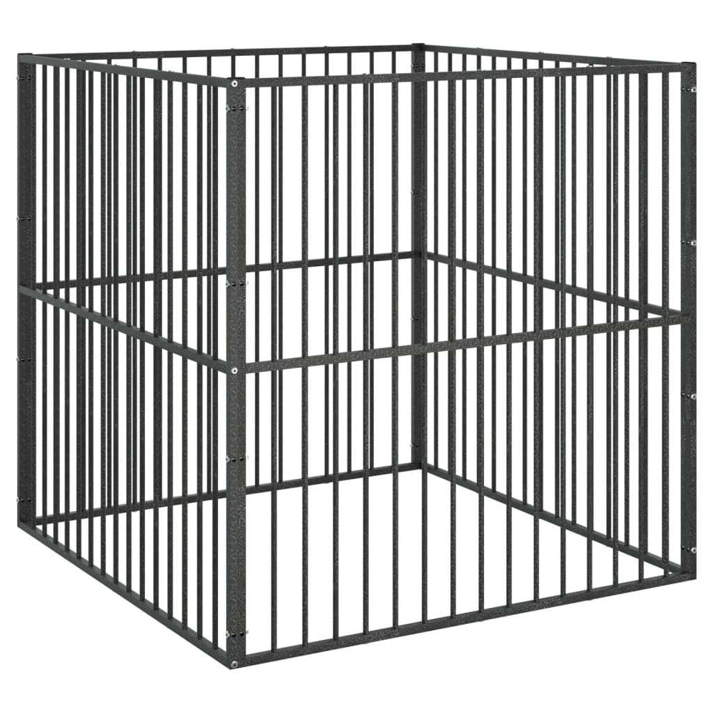 vidaXL Hondenkennel 4 panelen, zwart - 58% Korting!