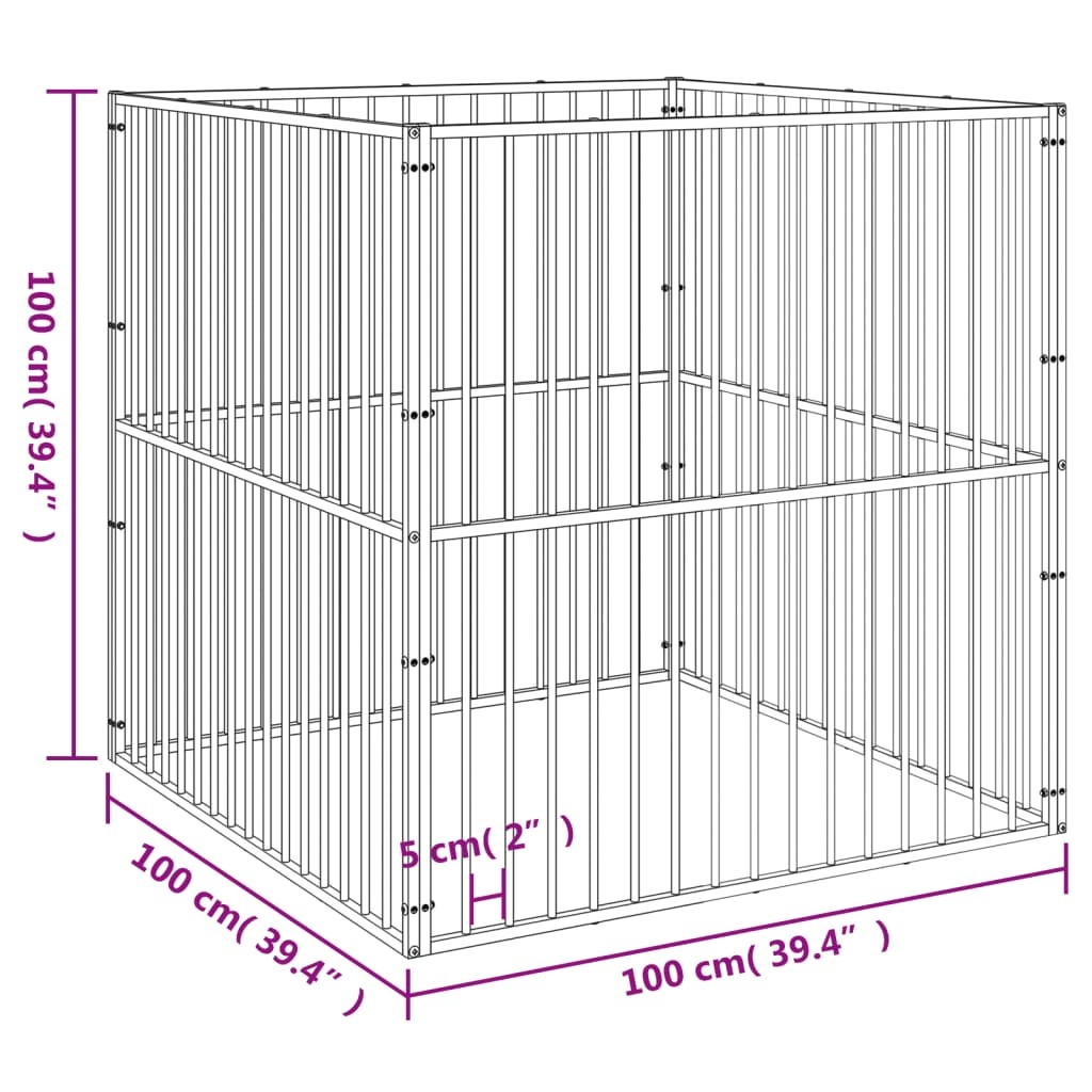 vidaXL Hondenkennel 4 panelen, zwart - 58% Korting!