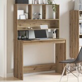 Bureau met schappen, Artisanaal Eiken, 102x45x148 cm - 52% Korting!