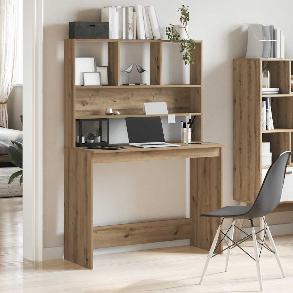 Bureau met schappen, Artisanaal Eiken, 102x45x148 cm - 52% Korting!