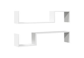vidaXL Wandschappen (2 stuks) - 100x15x20 cm - Wit