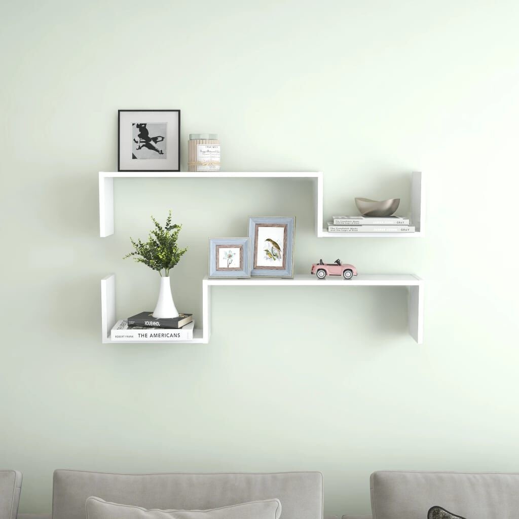 vidaXL Wandschappen (2 stuks) - 100x15x20 cm - Wit