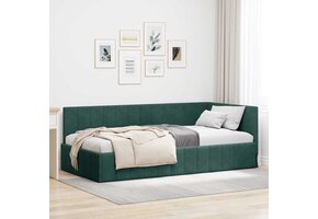 Hoekbedframe Fluweel Donkergroen (90x200cm) - 63% Korting