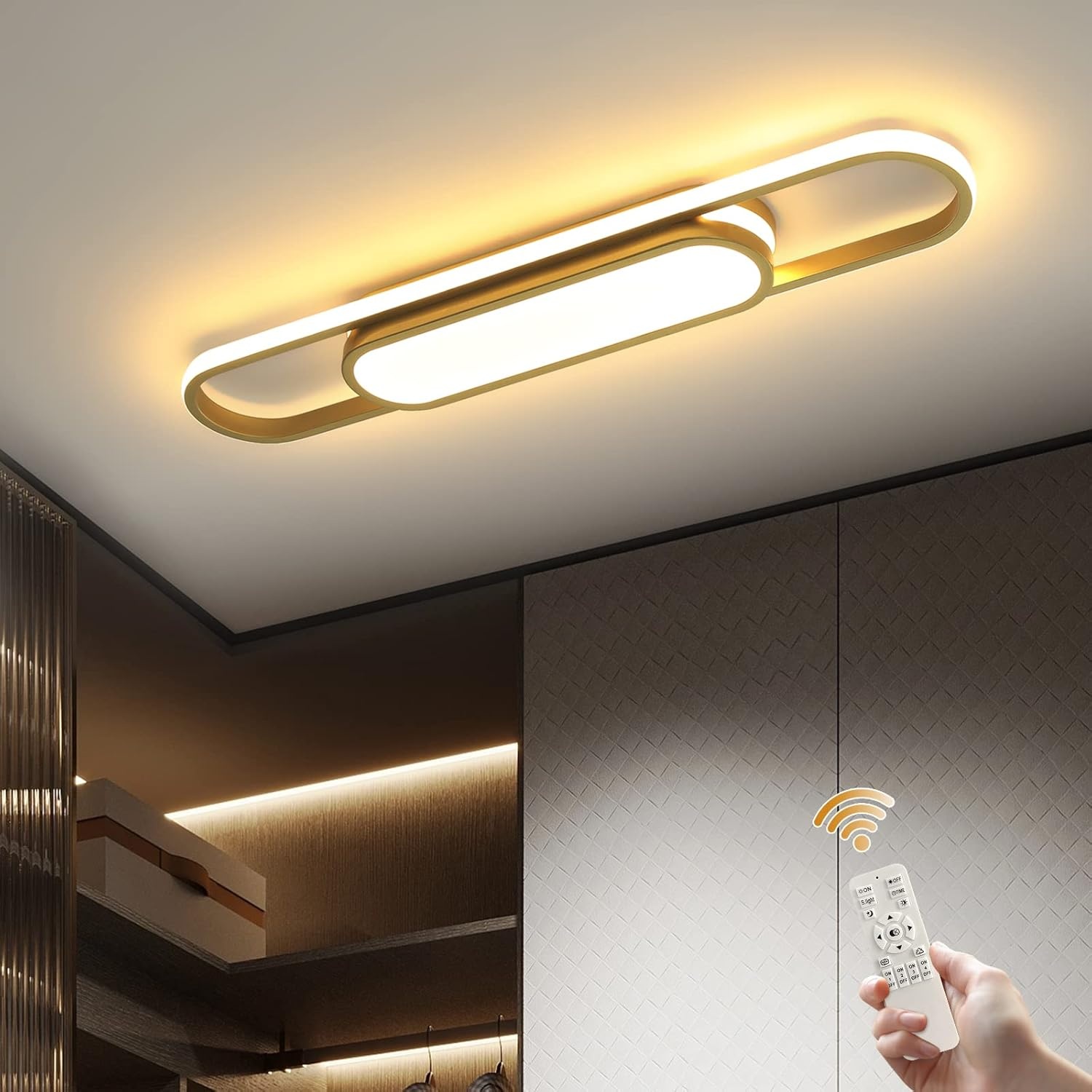 Dimbare LED Plafondlamp (70cm Goud) - 36% Korting!