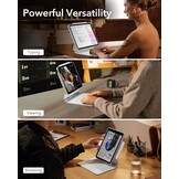 Toetsenbordhoes met magnetische standaard, verlichte toetsen en multi-touch trackpad voor iPad Pro 11 inch & iPad Air 11 inch (M3/M2), wit