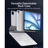 Toetsenbordhoes met magnetische standaard, verlichte toetsen en multi-touch trackpad voor iPad Pro 11 inch & iPad Air 11 inch (M3/M2), wit