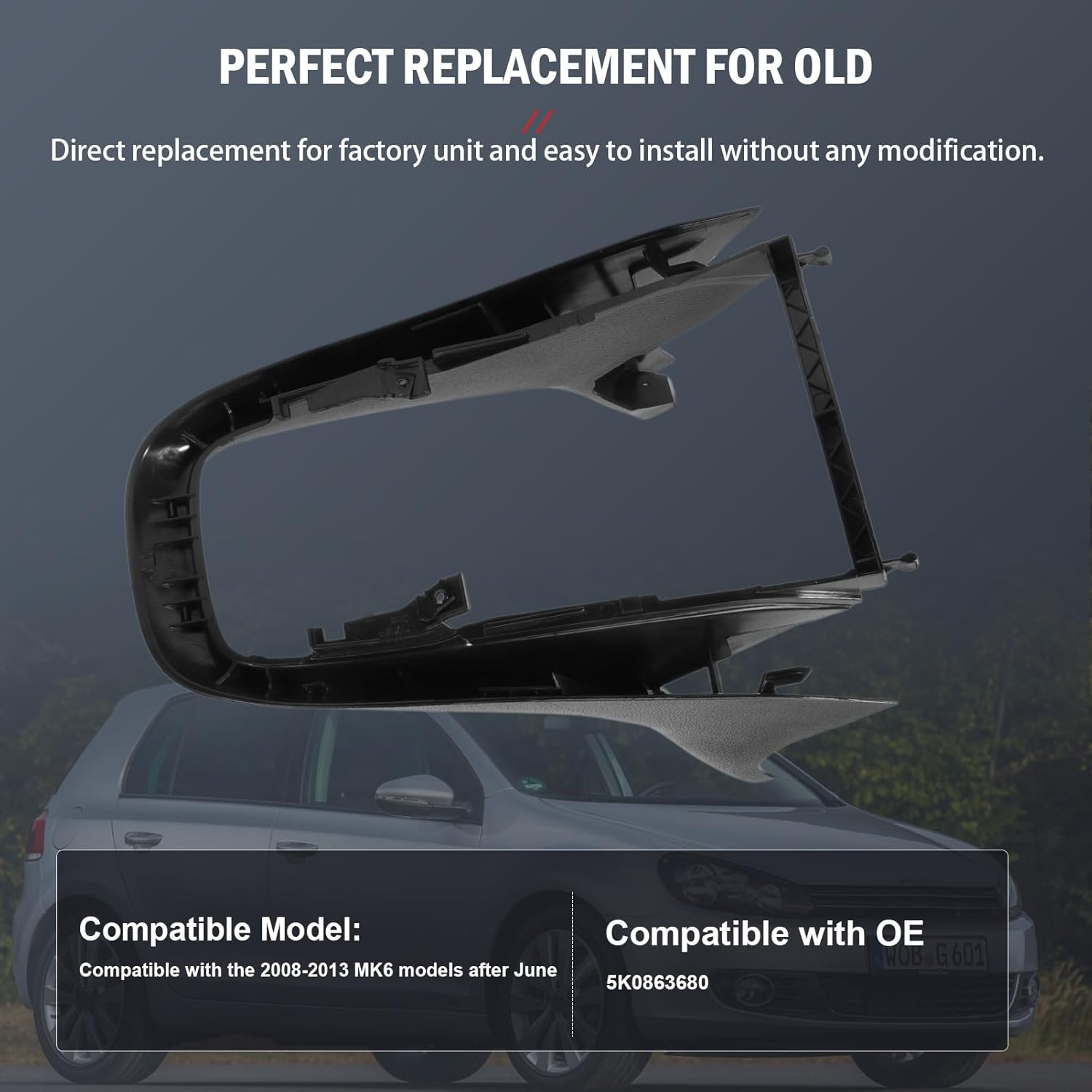 Middenconsole afdekking Golf MK6 (2008-2013) Zwart ABS-kunststof