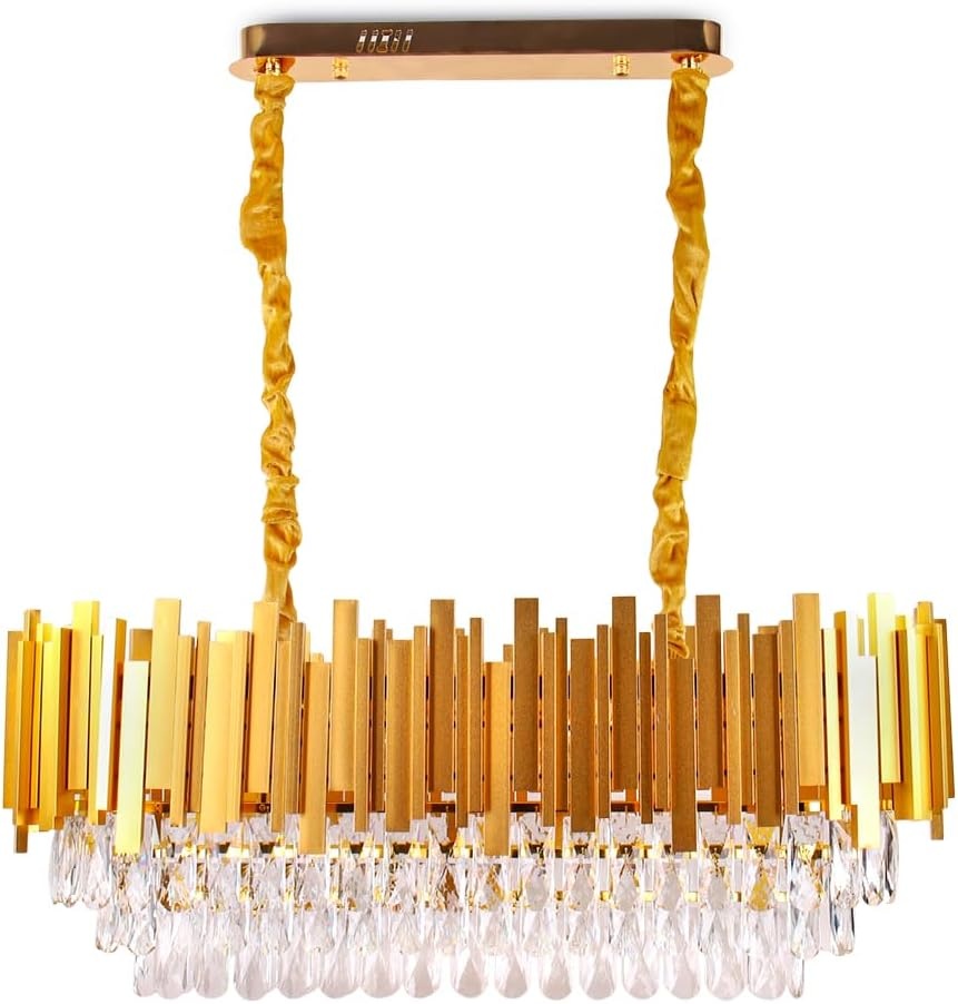 Moderne Kristallen Kroonluchter Goud Ovaal 3-laags Messing