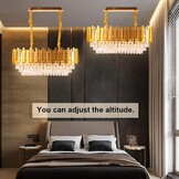 Moderne Kristallen Kroonluchter Goud Ovaal 3-laags Messing