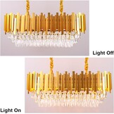 Moderne Kristallen Kroonluchter Goud Ovaal 3-laags Messing