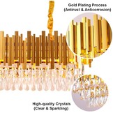 Moderne Kristallen Kroonluchter Goud Ovaal 3-laags Messing